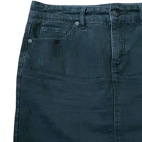 Denim Shirt, Black Midi Denim Skirt, Code Bleu Denim Skirt, Midi Denim Skirt - Picture 7 of 13